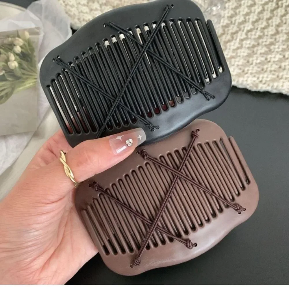 Black Double Hair Comb Elastic Bun Updo